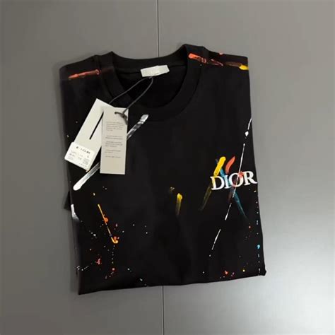 dior paint splatter t shirt black|DIOR MEN 2021 Paint Splatter T.